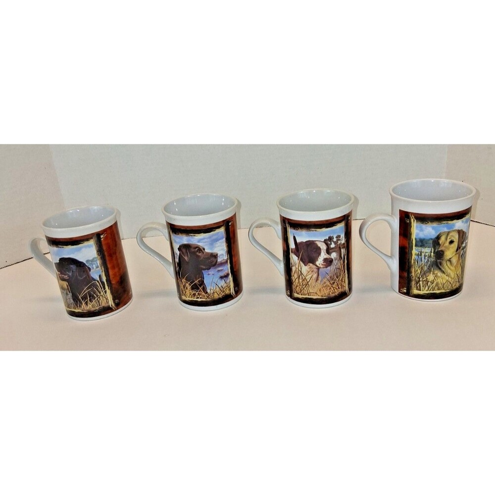 Designpac Coffee Mugs Set of 4 Hunting Dogs 8 oz Labrador Retrievers & Pointers